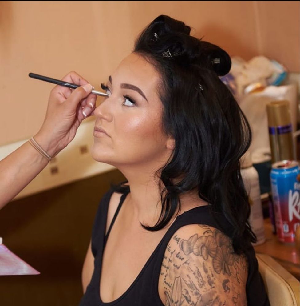 Bridal makeup application before the ceremony